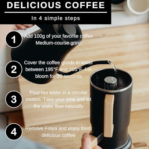 HASTINGS 68 Oz Pour Over Coffee Maker Set with Double Layer Reusable Stainless Steel Filter 8-Cup and Wood Handle - Dual Wall Heat Resistant Drip Coffee Brewer, Pour Over Coffee Dripper Carafe, Black - Image 5