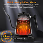 Gooseneck Kettle Electric, Temperature Control Kettle with 40-100°C Temperature Control and 24H Keep Warm Fast Boil, Digital Display Screen & 1200W High Capacity for Specialty Coffee and Tea - Image 2