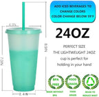Color Changing Cups, 5 Pack 24oz Plastic Tumblers, Reusable Iced Coffee & Smoothie Cups with Lids and Straws for Parties and Travel (transparent, 24 Pcak) - Image 2