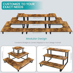 ELITEROO 3 Tier Wooden Retail Display Shelves, Portable Display Rack for Retail Counter Top Craft Shows, 3 Step Corner Tiered Table Display Tower Stand for Cupcake Jewelry Card Sticker Display - Image 3