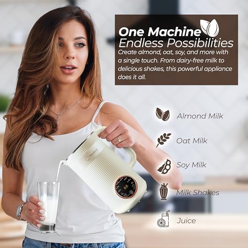 NEW 8-in-1 Nut Milk Maker for 32 oz Homemade Almond Milk, Oat Milk, Soy Milk, Coconut Dairy-Free Milk Beverages, Plant-Based Milk - Delay Start, Self-Cleaning, 50-recipe cookbook & Milk Frother - Image 4