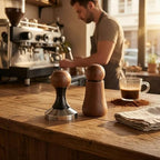 Industrial Distributor Espresso Tamper And Distributor Coffee Piece Set Stainless Steel Base Walnut Top Smooth Finish Suitable for Counters Routines Coffee Corners, 53MM - Image 4