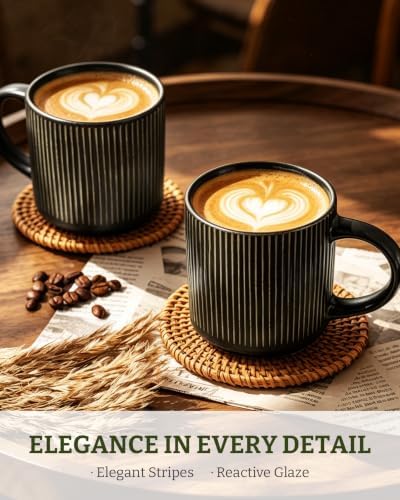 famiware Coffee Mug Set of 6, Star 12 oz Ceramic Mugs Cups Set with Handle - Image 2
