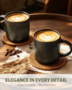 famiware Coffee Mug Set of 6, Star 12 oz Ceramic Mugs Cups Set with Handle - Image 2