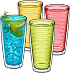 Amazing Abby - Alaska - 24-Ounce Insulated Tumblers (Set of 4), Double-Wall Drinking Glasses, Mixed-Color Reusable Cups, BPA-Free, Shatter-Proof, Dishwasher-Safe by AmazingAbby