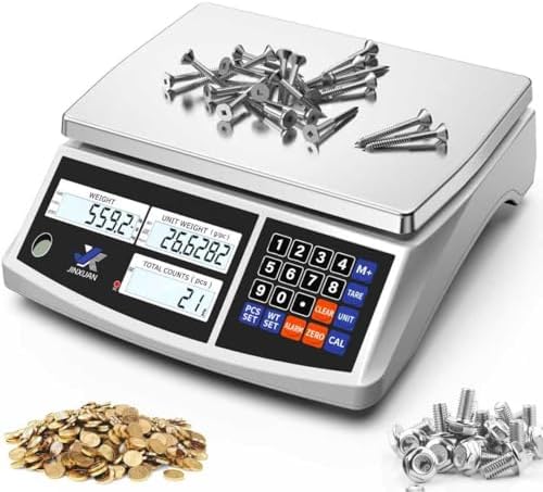 Industrial Price Counting Scale, 22lb/10kg x 0.1g Digital Bench Scale Inventory Scale for Small Parts Coin Scale, lb/g/kg/oz Units Electronic Gram Scale with LCD Backlit Display Large Platform by JINXUAN
