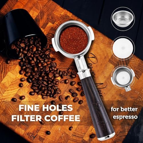 58mm Naked Bottomless Espresso Portafilter 2 Ears | Fits E61 of Faema/Rocket/Expobar and more | Stainless Steel Basket&Solid Wood Handle | Espresso Accessories (58mm Bottomless 2 Ear) - Image 5