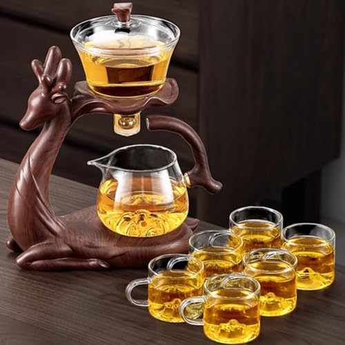 Chinese Gongfu Tea Set - Glass Teapot with Infuser Semi Automatic Tea Maker Set for Loose Leaf Tea - Image 6