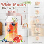 Mason Jar with Pour Spout Lid V-shaped, 2 Quart Iced Tea Pitcher Double Leak Proof, 64 oz Drink Pitcher for Breastmilk, Sun Tea, Juice, Coffee Creamer, Formula Pitche - Image 2