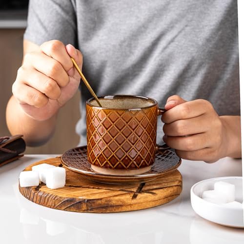 GBhome 6 OZ Coffee Mugs with Saucer and Stand, Ceramic Espresso Coffee Cup - Image 6