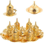 Alisveristime Lale Turkish Coffee Set with 6 Cups and Tray (Gold) by Alisveristime