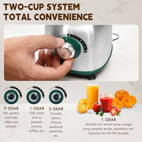 Mixer Grinder For Kitchen - Dry Grinding Cup For Grinding Spices, Nuts, Grains, And Coffee. Comes With A 750ml Fruit Juicer Cup. (Green+cup) - Image 5