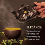 10oz bunny kyusu Rabbit Kutani Yaki(ware) Japanese Teapot with Removable Infuser, Handle Mug Stovetop Safe Tea Kettle, Blooming and Loose Leaf Tea Maker Set(Ceramic, Rabbit Black) - Image 4
