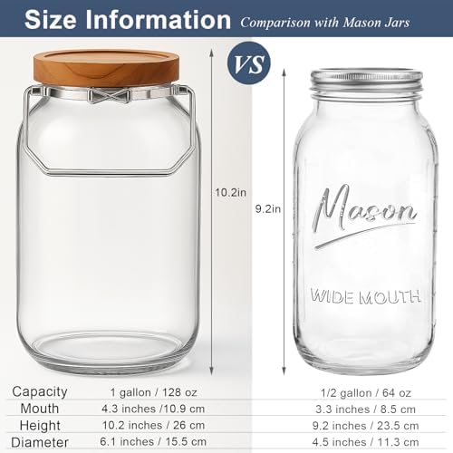 Glass Flour Sugar Storage Containers with Wood Lid and Handle - Image 6