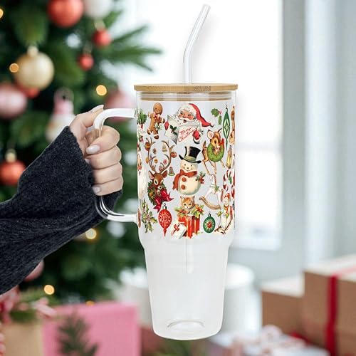 Sip-Sip Hooray! Nostalgic Christmas 40oz Glass Tumbler with Lid and Straw - Image 3