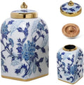 12.5" H Ceramic Kitchen Canisters for Countertop, Tea & Coffee Bean Storage Canister with Airtight Lid, Blue and White Chinoiserie Decor Ginger Jar for Home Decor, 155 fl oz - Blue Peony by Unknown