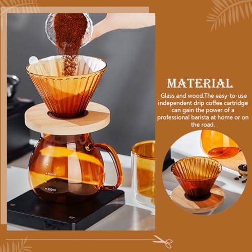 Healifty Reusable Coffee Filter Cone with High Borosilicate Glass and Wood Handle, Easy to Clean and Sturdy Coffee Accessory for Kitchen the Road Use - Image 5