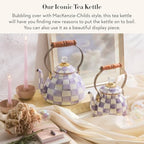 MACKENZIE-CHILDS Tea Kettle, 3 Quarts, Purple-and-White Violet Check - Image 2