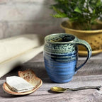American Handmade Small Barrel Mug by Holman Pottery, Smoky Blue - Image 2