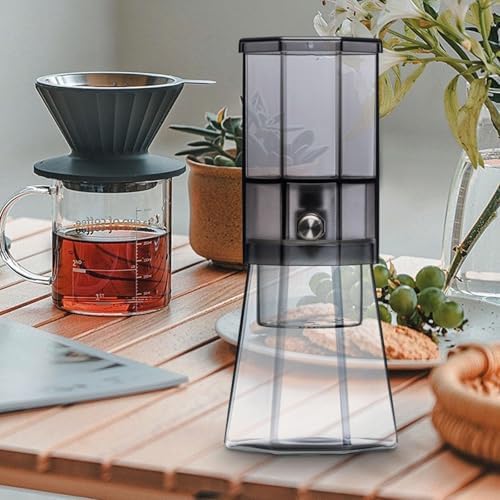 Iced Coffee Maker Cold Brew Coffee Maker Glass Carafe Drip Coffee Maker Glass Pitcher Portable Build Heat Resistant Lid Detachable Washable Parts Comp, Black - Image 7