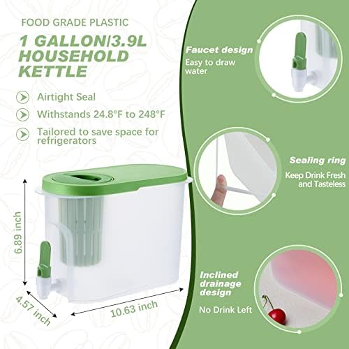 Gerrii 2 Pcs Cold Brew Maker, 1 Gallon Plastic Beverage Dispenser with 2 Filters, Drink Dispenser for Fridge, Cold Brew Pitcher with Spigot, Container for Juice, Water, Tea(Green) - Image 2