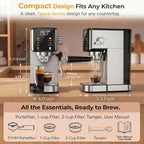 Espresso Machine 20 Bar, 1350W Expresso Coffee Machines with Milk Frother,Stainless Steel Espresso Maker with 39oz Removable Water Tank for Cappuccino,Latte(Silver) - Image 5