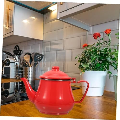KYUSAR Japanese Cast Iron Teapot Chinese Teapot Enamel Kettle Hot Water Kettle Enameled Teakettle Chinese Teapot Turkish Coffee Pot Enamel Tea Kettle Teapot Tetsubin Tea Pot - Image 7