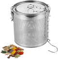 Stainless Steel Infuser Basket, 6.3 in Seasoning Strainer with Locking Lid & Hook Chain, Mesh Filter for Brewing & Cooking, Large Tea Strainer by Unknown