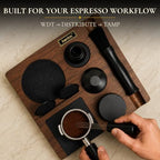 Kardox Walnut Espresso Tamping Station, Tamping Mat & Espresso Tool Organizer - Image 5