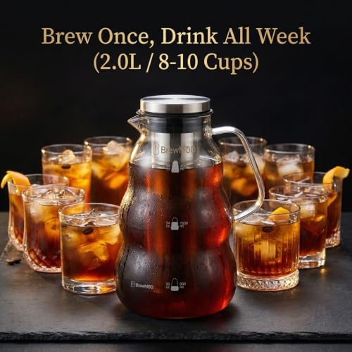 Wave Cold Brew Coffee Maker, 68 oz Glass Pitcher with Filter & Lid - Image 4