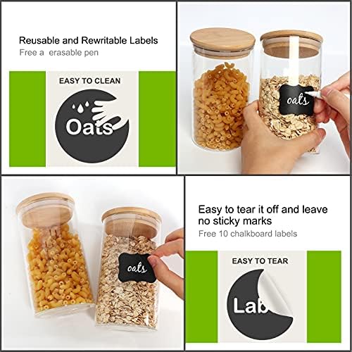 DHSBTLS 9 Pack 20 oz Glass Jars with Airtight Bamboo Lids for Kitchen - Image 3