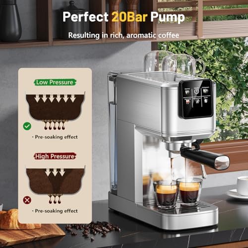 KEENSTAR Espresso Machine 20 Bar with Milk Frother, Hot & Iced Coffee Makers, Stainless Steel Espresso Maker with Rapid Cold Brew, Touch Screen with Water Tank for Latte, Cappuccino, Gift - Image 2