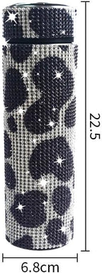 17 oz Bling Stainless Steel Water Bottle Rhinestone Vacuum Water Bottle Glitter Bottles Diamond Vacuum Flask Mug Gift Girls Women (500ml),Cow Black - Image 2