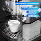 URintells Cuising Espresso Machine with Stepless Adjustment Milk Frother - Image 4