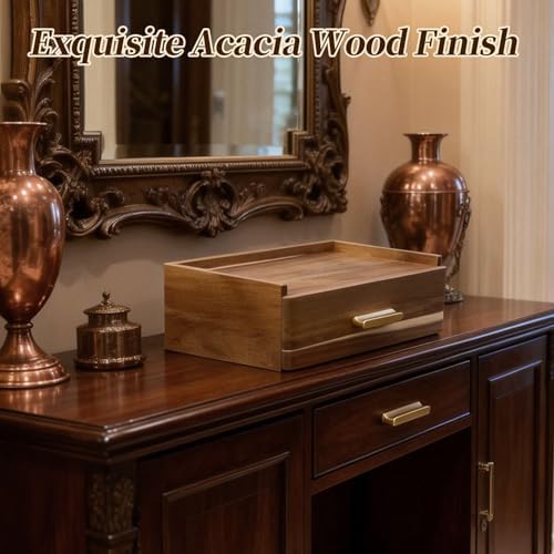 Acacia Wood Tea Bag Organizer with Drawer - Image 5