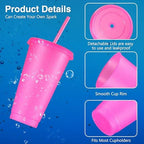 Amyhill 24 Pcs 24 oz Reusable Cups with Lids and Straws, Hot Pink - Image 3