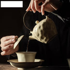 Tea Pots For Loose Tea 320ml Rough Pottery Handmade Teapot Japanese Filter Loop-handled Teapot Tea Brewing Kettle Teaset Tea Pots Coffee Pot Tea Infuser Pot(B 12X13.8CM 320ML) - Image 4