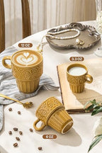 Cappuccino Cups, Espresso Cups, Stackable Mug Set of 6, Ceramic Coffee Mug 6 OZ Khaki for Hot Drinks Milk Dessert, Suitable for Home office Restaurant, Perfect for Holiday & Housewarming Present - Image 6
