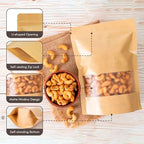 DiRose White Kraft Stand Up Pouches with Window, Reclosable Food Storage Bags, Heat Sealable Stand Up Pouch for Coffee, Candy, Nuts, Tea, Spices – 12 oz (300 Pack) - Image 3