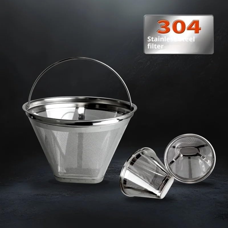 Compatible For KRUPS 304 Stainless Steel Reusable Fine Mesh Filter Basket With Foldable Handle(Large 8-12 cups) - Image 4