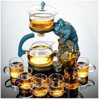 YUDIZWS Lazy Kungfu Drip Teapot,Heat Resistant Tea Set,Sturdy High Borosilicate Glass Teapot,Magnetic Water Diversion Semi-Automatic Teapot Set Magic Tea Set of Holiday Gifts,Fortune tea set by YUDIZWS