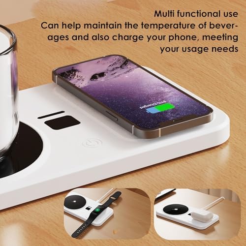 Mug Warmer with 3 Temp Electric Beverage Heating Pad 3A 9V Phone Charging Station Auto Shut Off in 8 Hours Compact Desk Mat for Coffee Tea Compatible with Devices - Image 3