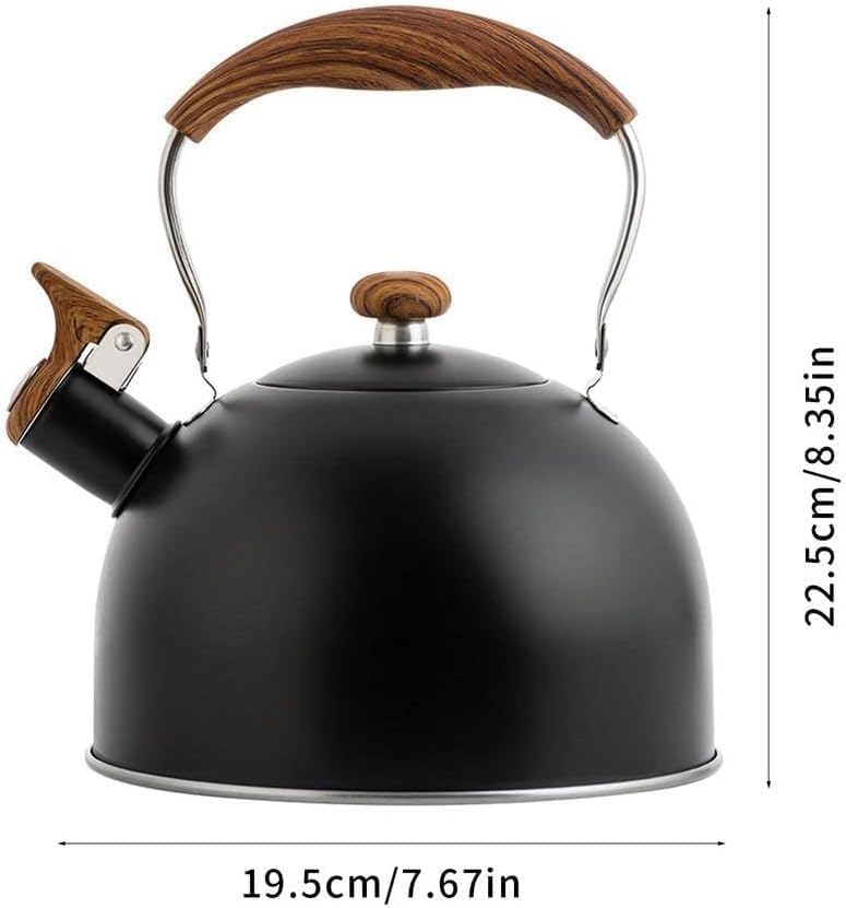 Stove Top Stove Top Kettle 2.5L Whistling Tea Kettle Stainless Steel Stovetop Teapot for Boil Water Compatible Gas Stoves Induction Cookers Whistle Kettle Teakettle(Black) - Image 3