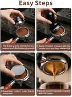 Barista Espresso Tamper 53.3/54mm, Spring Loaded Flat Base Tamper Kit - Image 2