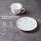 Agyiuns tea cups and saucers ceramic coffee mug 6oz for Coffee, Latte, Cafe Mocha and Tea-Set of 4, White - Image 3