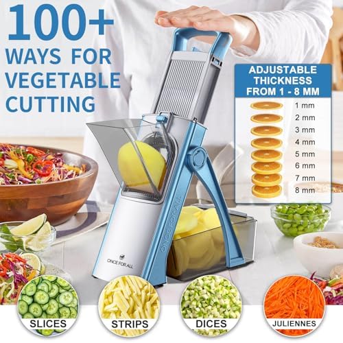 ONCE FOR ALL Upgrade Safe Mandoline Slicer Plus, Bigger Size, SkyBlue - Image 3