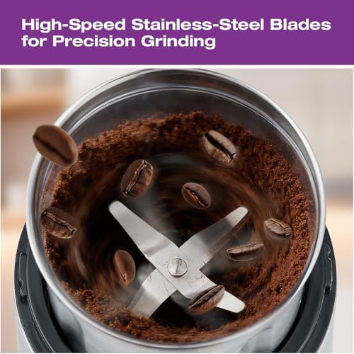 Salton Stainless Steel Smart Coffee Grinder, Electric Blade for Ground Coffee, Spices, Herbs, Nuts with Stainless Steel Blade, 80g/12 cup capacity (CG2123) - Image 6