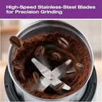 Salton Stainless Steel Smart Coffee Grinder, Electric Blade for Ground Coffee, Spices, Herbs, Nuts with Stainless Steel Blade, 80g/12 cup capacity (CG2123) - Image 6