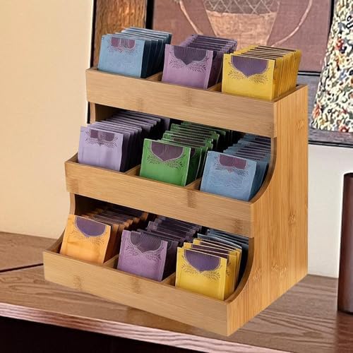 3-Tier Wood Tea Bag Organizer, Countertop Tea and Coffee Pod Storage Rack for Kitchen Pantry and Office - Image 2