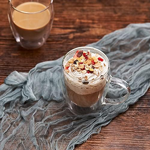 MEWAY 16oz/6 pack Coffee Mugs, Thickened Clear Glass Double Wall Cup with handle for Coffee, Tea, Latte, Cappuccino (16 oz，6) - Image 2